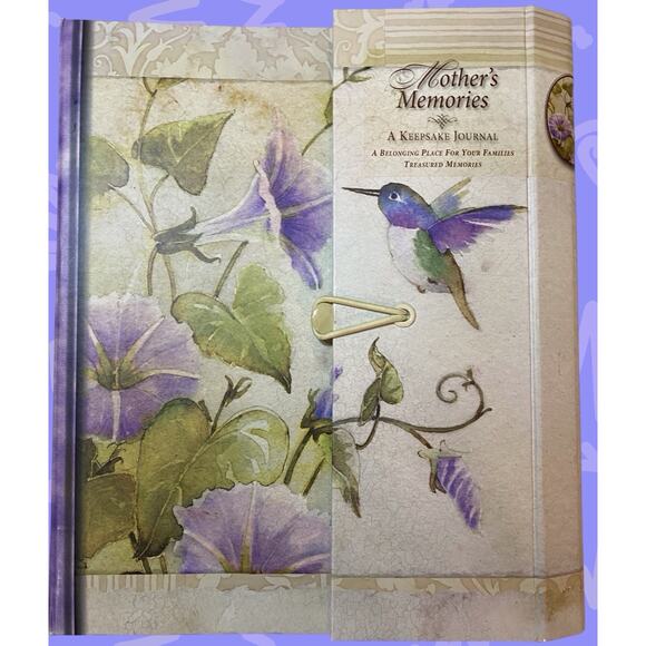 Mothers Memories Journal Keepsake Binder Pockets Acid Free Hummingbird Flowers - Picture 2 of 16